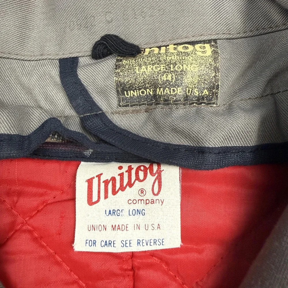 Vintage Unitog Jacket Mens LT Brown Canvas Bomber Lined Chain Stitch Workwear